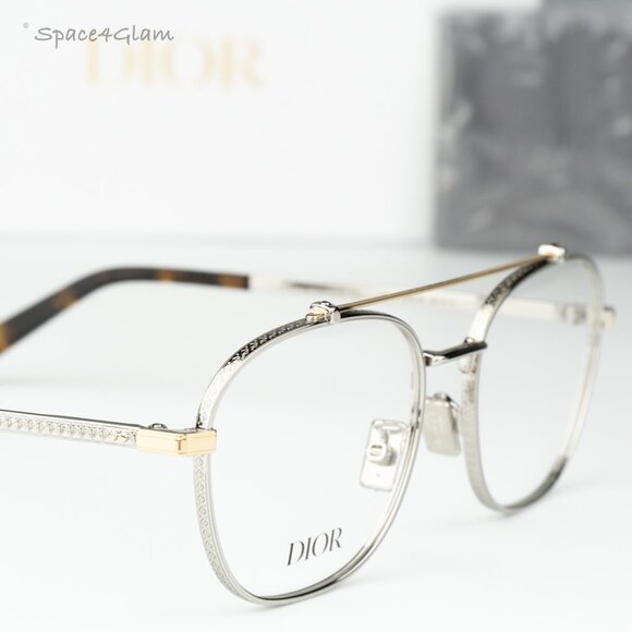 Dior Men Eyeglasses Matte Silver Gold Round CD DIAMONDO R2U F200 BRAND NEW - Picture 4 of 8